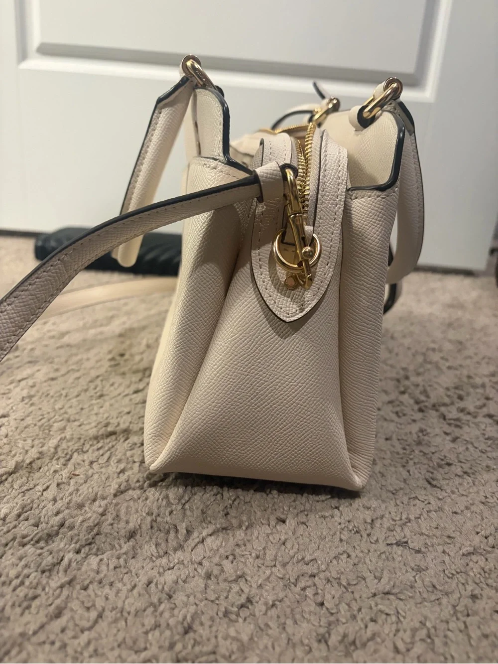 Coach White Leather Satchel with Gold Hardware